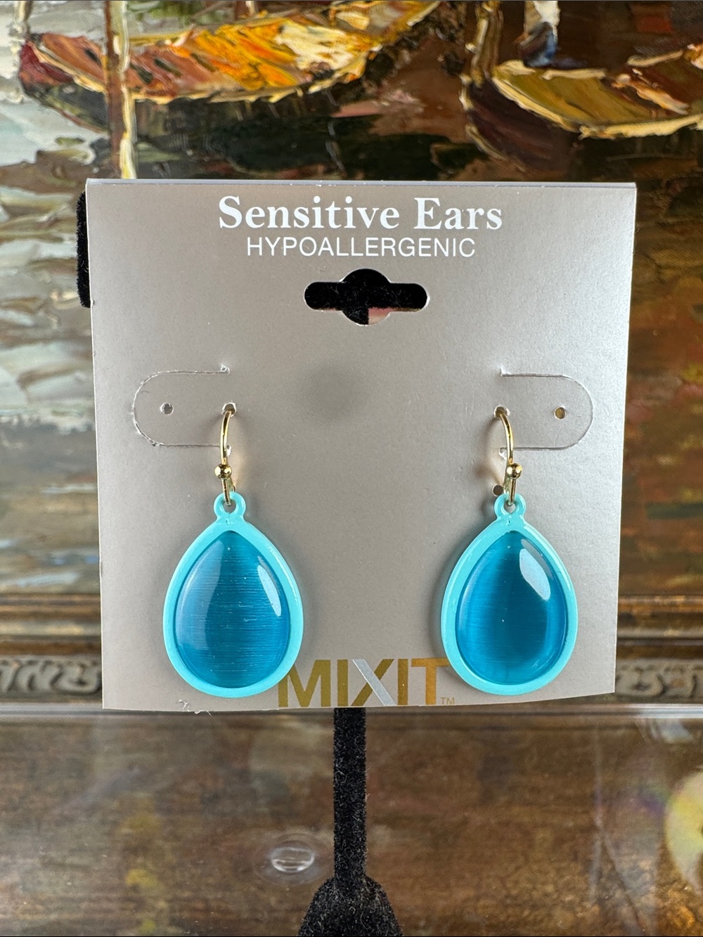 0470-Mixit Bright Turquoise Teardrop Earrings